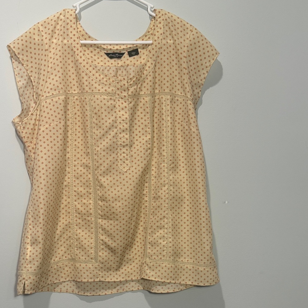 Eddie Bauer Cream Polka Dot Blouse